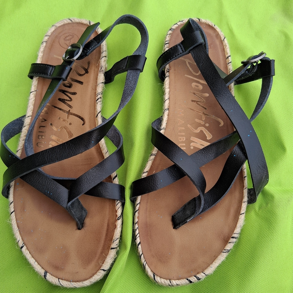 Black Leather Strappy Sandals